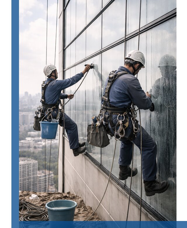 Профессиональная мойка фасадных окон альпинистами в Темрюке