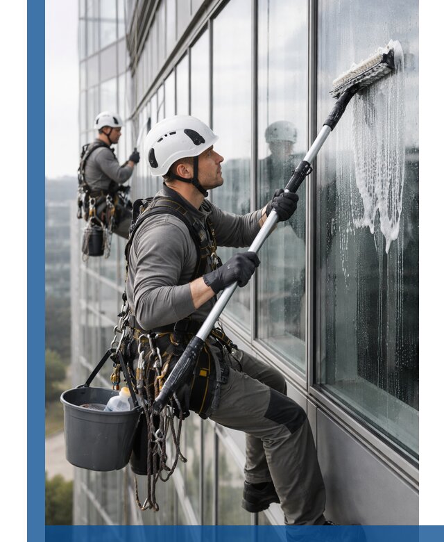 Высотная мойка сплошного остекления с выездом в Темрюке