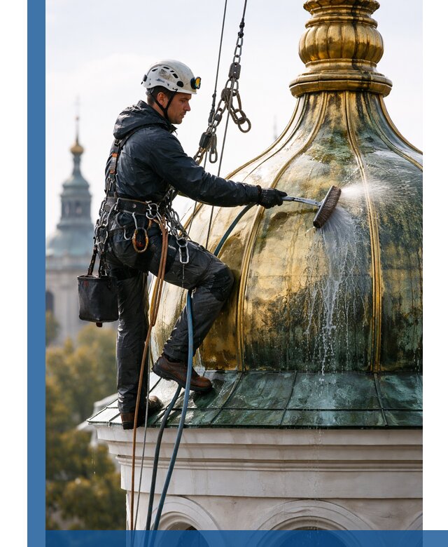 Профессиональная мойка куполов и шпилей высотными альпинистами в Темрюке