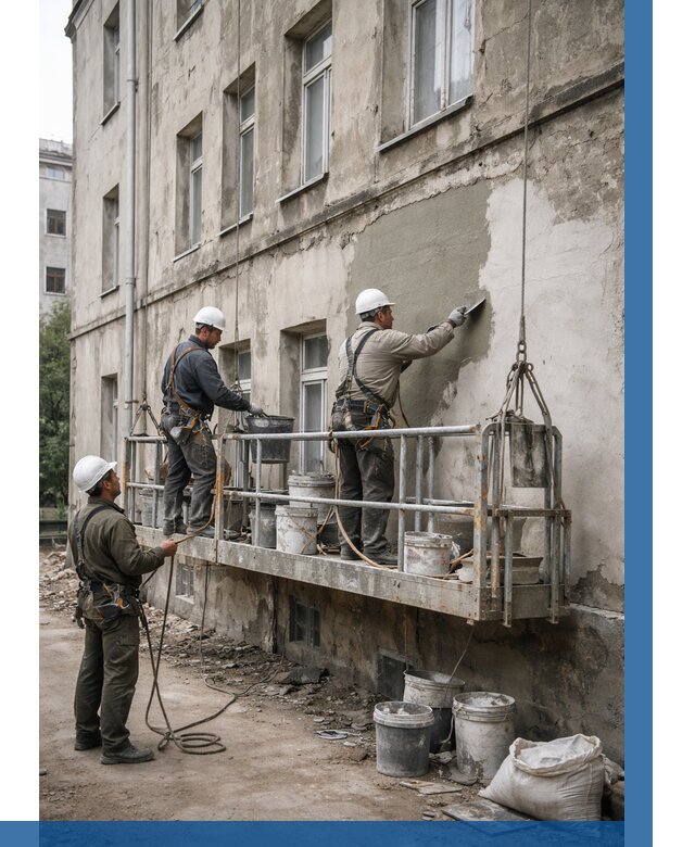 Капитальный ремонт фасада в Темрюке от 4323 р. | ВЫСОТНИК-Тмр