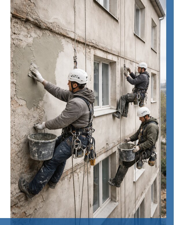 Ремонт штукатурного фасада в Темрюке от 772 р. под ключ | ВЫСОТНИК-Тмр