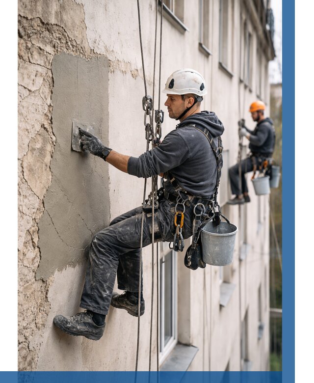 Восстановление штукатурки фасада в Темрюке от 1235 р. | ВЫСОТНИК-Тмр