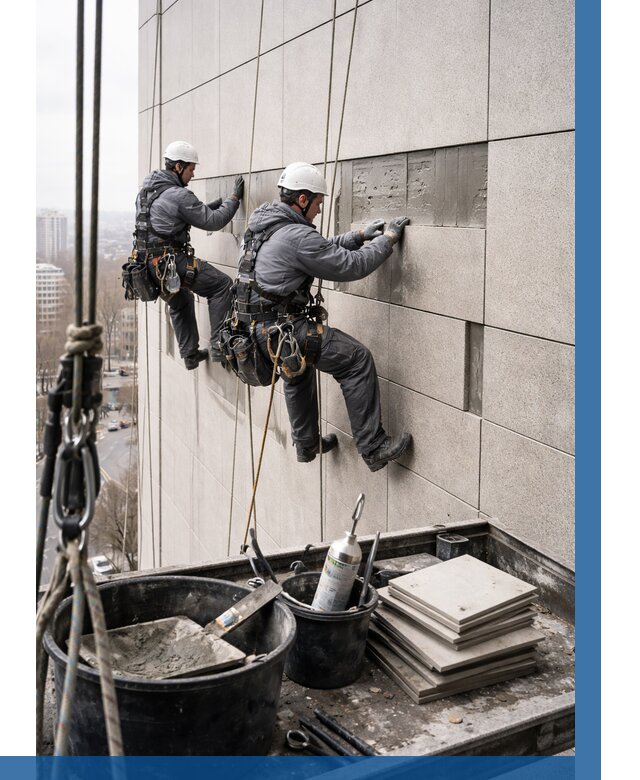 Ремонт фасада из керамогранита в Темрюке от 2573 р. | ВЫСОТНИК-Тмр