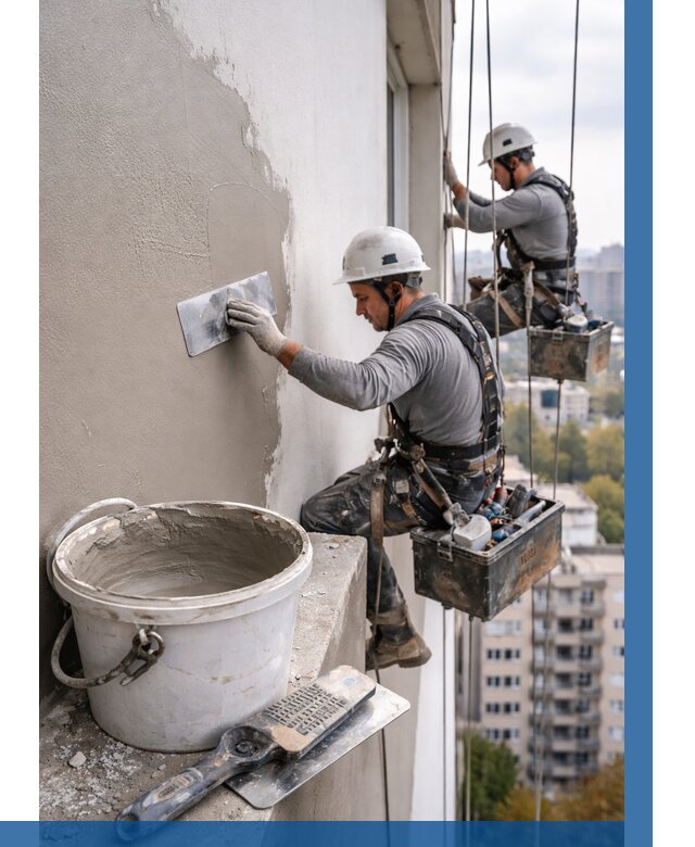 Шпаклевка фасада на высоте в Темрюке от 721 р. | ВЫСОТНИК-Тмр