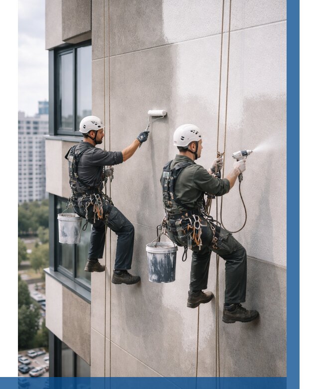 Покраска фасада альпинистами в Темрюке от 309 р. | ВЫСОТНИК-Тмр