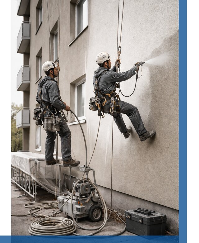 Безвоздушная покраска фасада в Темрюке от 226 р/м² | ВЫСОТНИК-Тмр