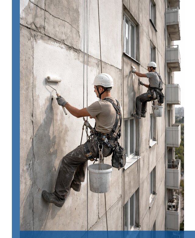 Покраска бетонного фасада в Темрюке для жилых и промышленных объектов