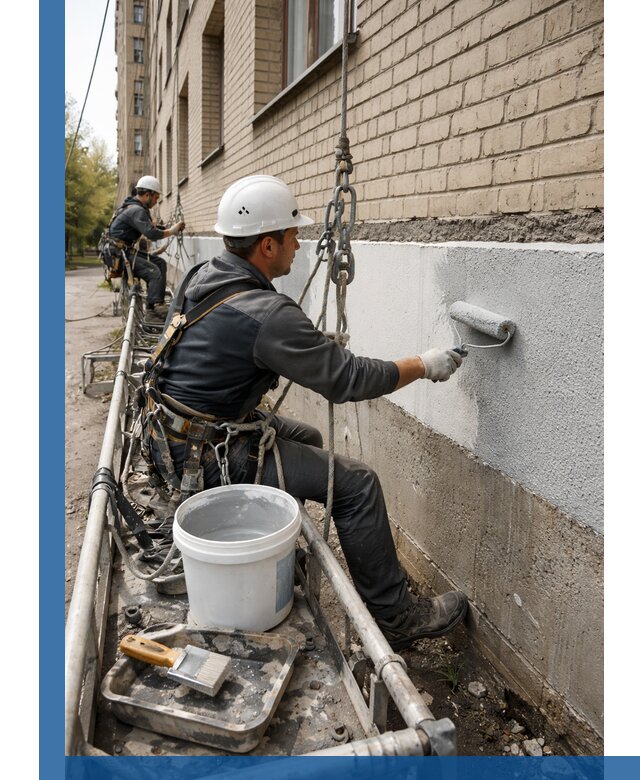 Окраска цоколя здания в Темрюке профессионально и надежно