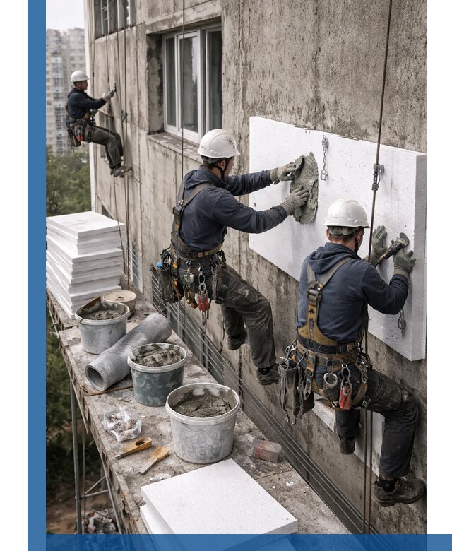 Утепление фасада пенополистиролом в Темрюке под ключ