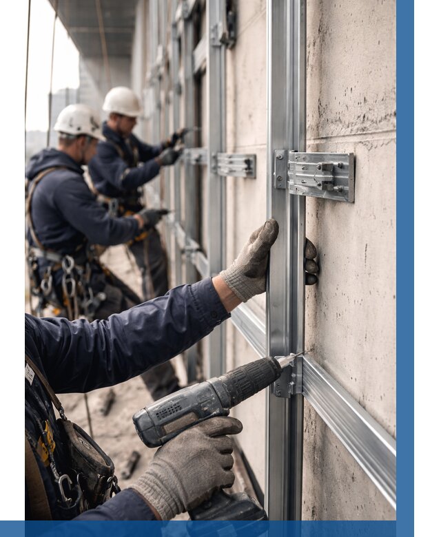 Монтаж подсистемы вентфасада в Темрюке от 875 р. | ВЫСОТНИК-Тмр