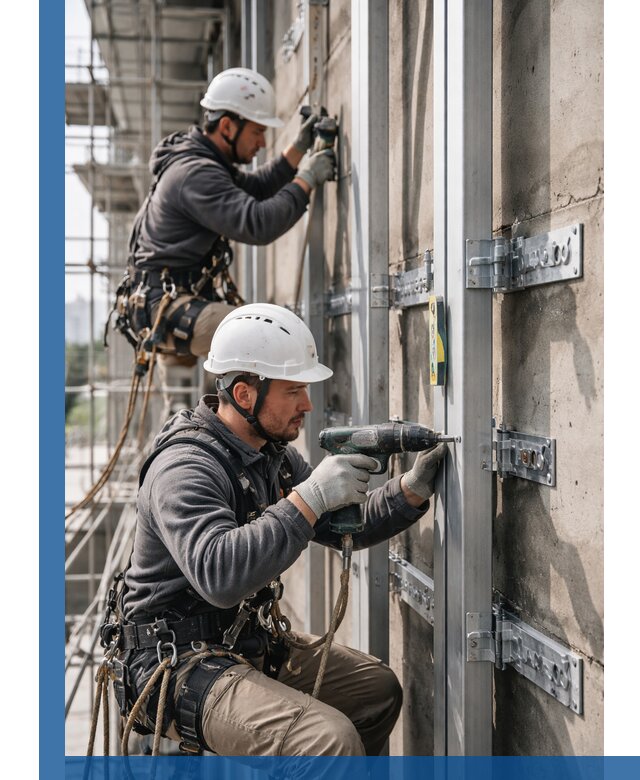 Монтаж и крепление подсистемы вентфасада в Темрюке