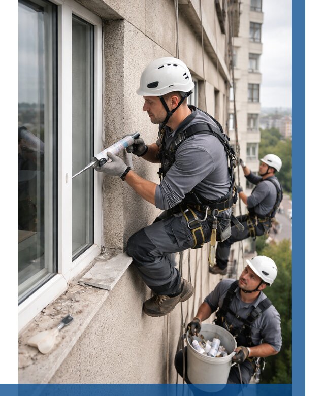 Герметизация оконных швов снаружи в Темрюке от 1544 р. | ВЫСОТНИК-Тмр