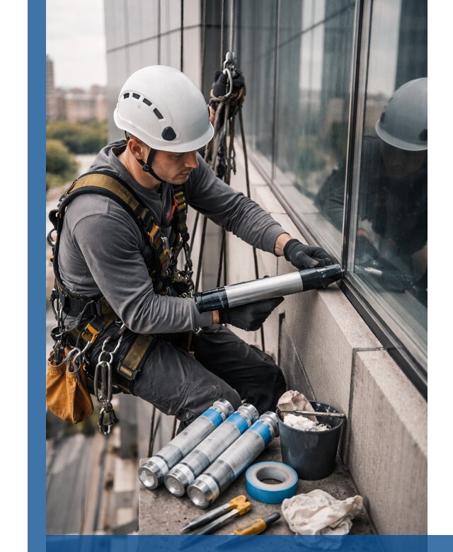 Герметизация стыков витража в Темрюке для герметичных фасадов