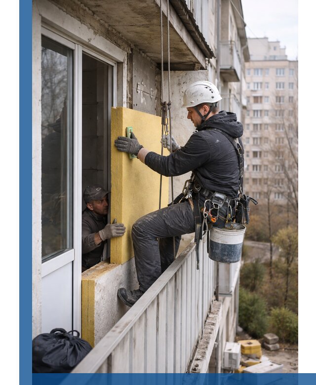 Профессиональное утепление балкона снаружи в Темрюке под ключ