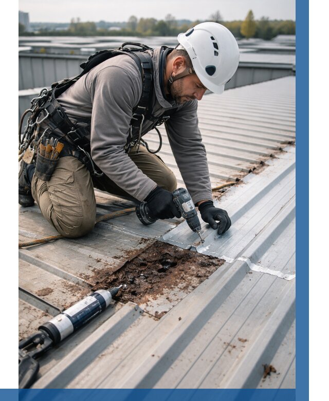 Ремонт профнастила на кровле в Темрюке от 721 р. | ВЫСОТНИК-Тмр