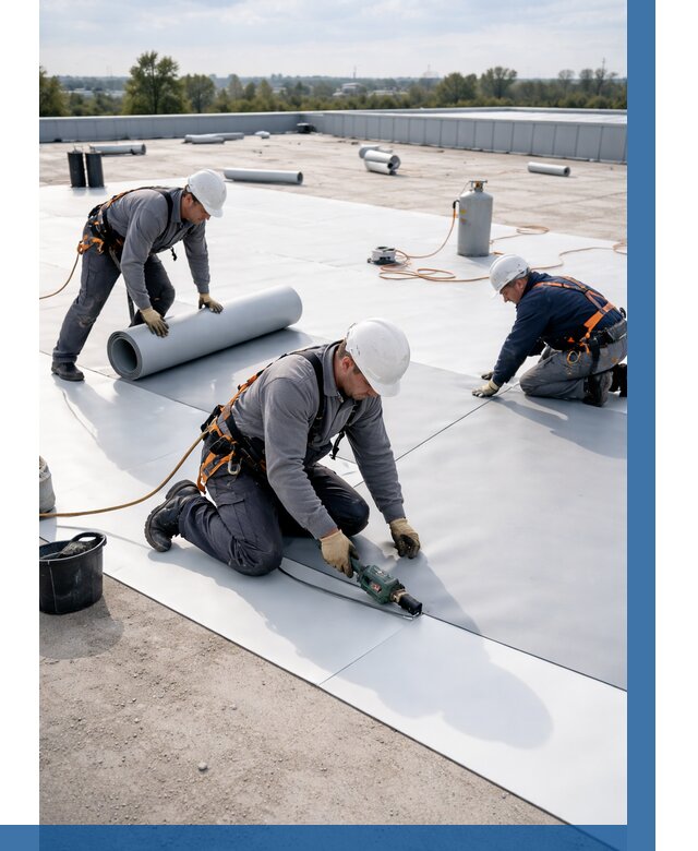 Монтаж мембранной кровли под ключ в Темрюке от 1235 р. | ВЫСОТНИК-Тмр