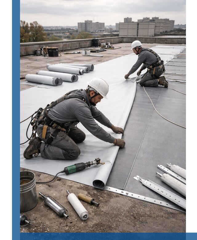 Монтаж мембранной кровли в Темрюке для промышленных зданий