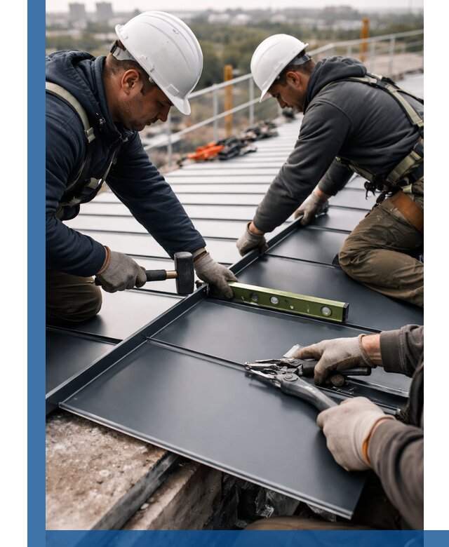 Монтаж фальцевой кровли в Темрюке для промышленных зданий