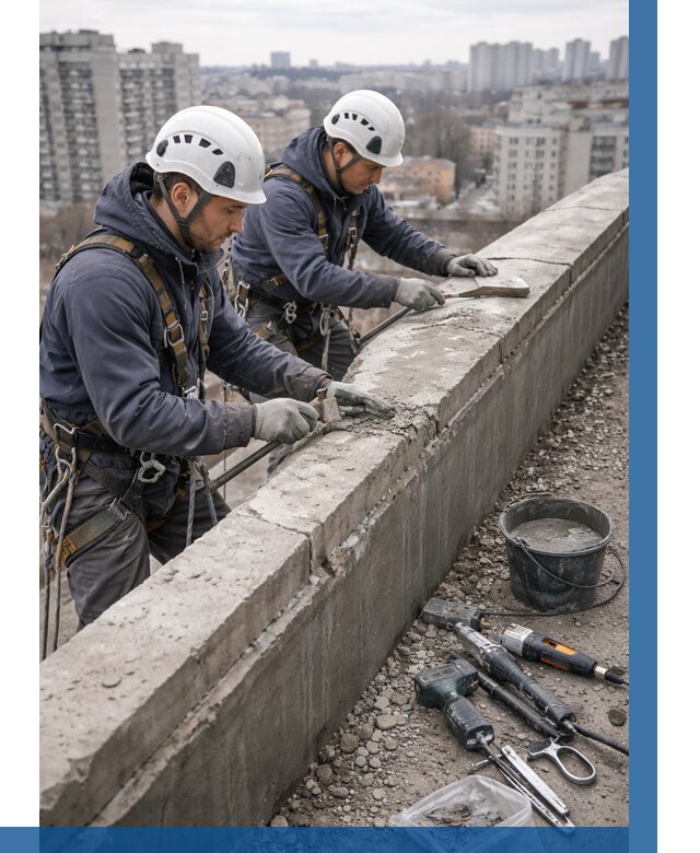 Ремонт парапета на кровле в Темрюке от 1544 р. | ВЫСОТНИК-Тмр