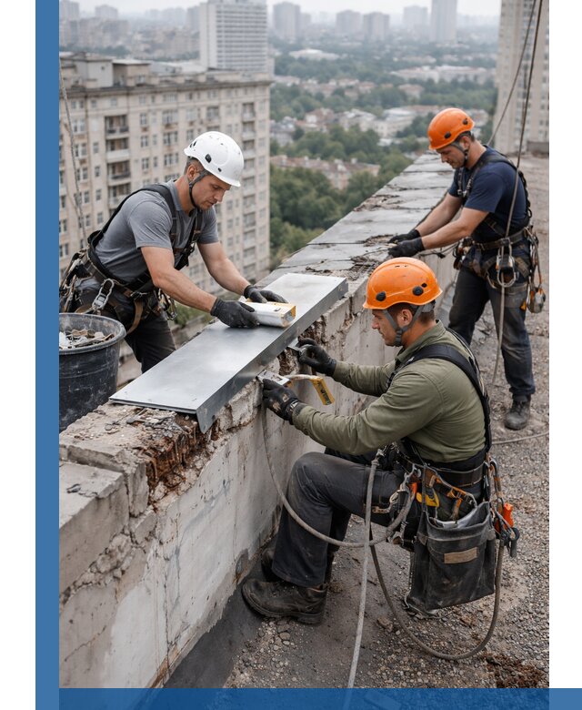 Ремонт парапета на кровле в Темрюке, высотные работы с гарантией