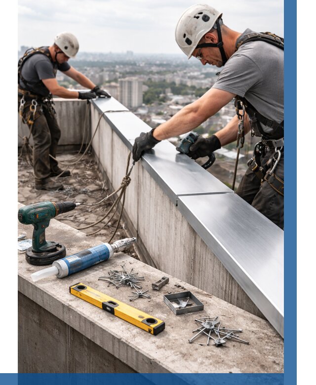 Монтаж парапетных крышек в Темрюке от 823 р. | ВЫСОТНИК-Тмр