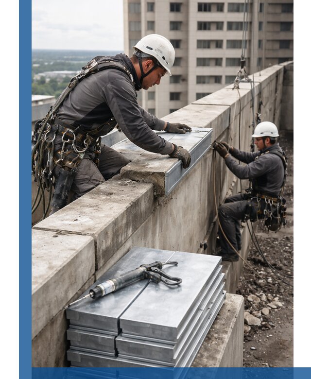 Замена парапетных крышек и установка новых в Темрюке