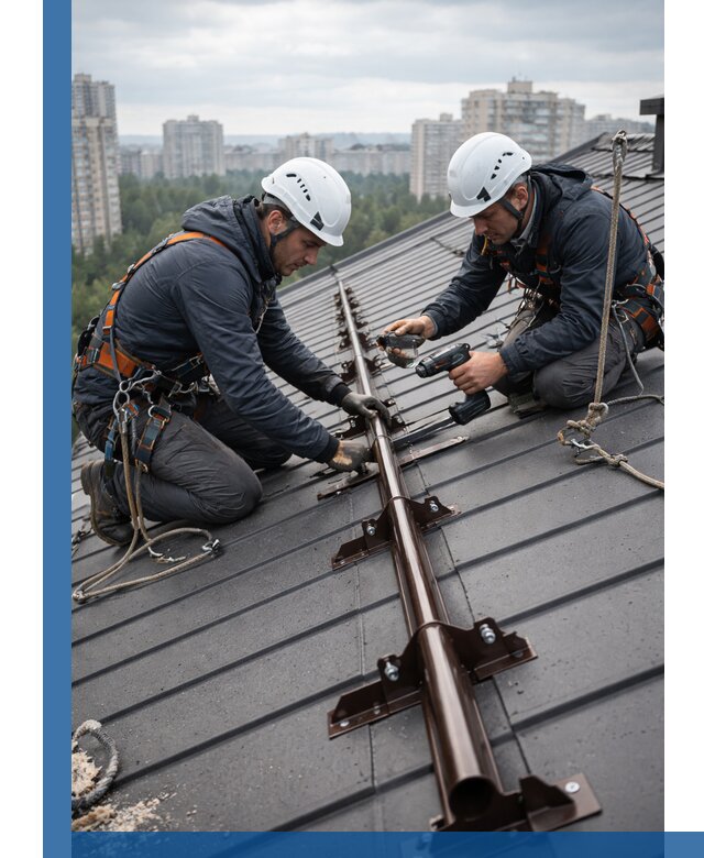 Монтаж снегозадержателей на кровле зданий в Темрюке под ключ