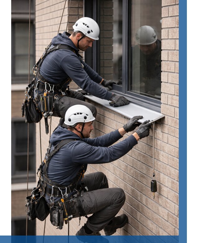 Монтаж оконных отливов под ключ в Темрюке от 3603 р. | ВЫСОТНИК-Тмр