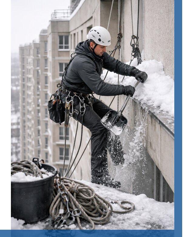 Очистка карнизов от снега в Темрюке от 309 р. | ВЫСОТНИК-Тмр