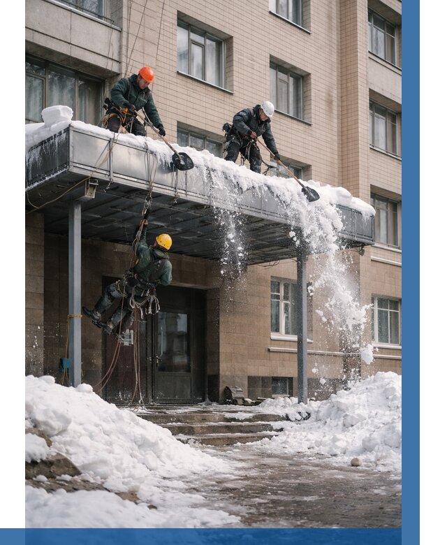 Очистка козырьков от снега в Темрюке от 3603 р. | ВЫСОТНИК-Тмр