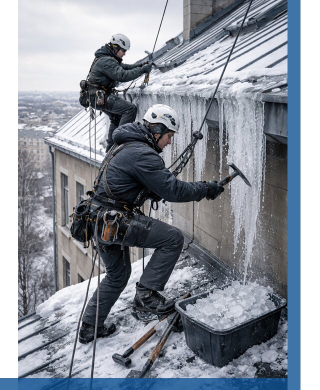 Удаление наледи с кровли в Темрюке от 5661 р. | ВЫСОТНИК-Тмр