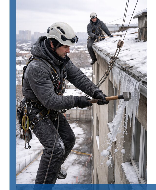 Сбивание и удаление сосулек с крыши в Темрюке безопасно