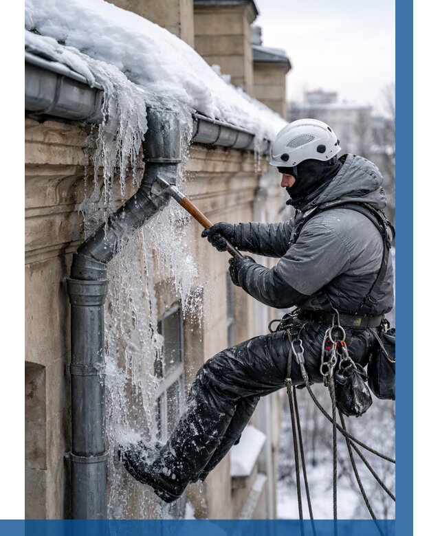 Очистка водостоков от льда в Темрюке от 3603 р. | ВЫСОТНИК-Тмр