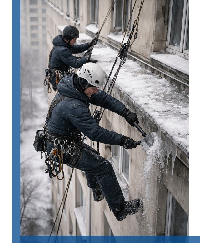 Удаление наледи и сосулек с карнизов в Темрюке профессионально