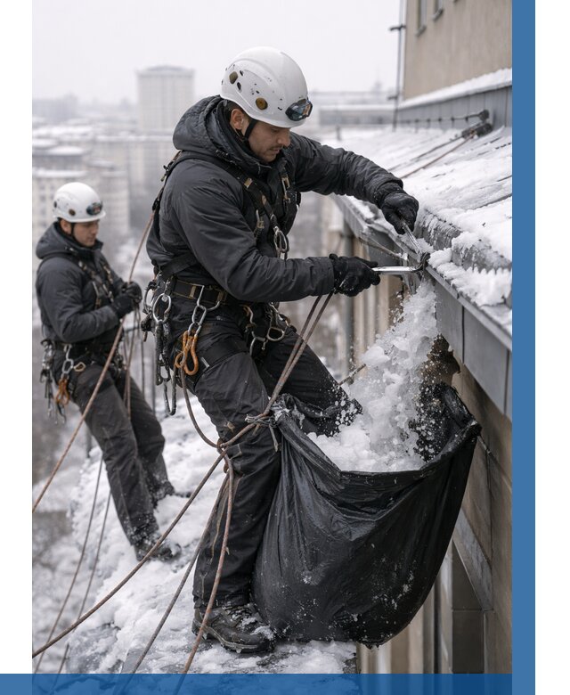 Аварийная очистка крыши в Темрюке под ключ от 309 р. | ВЫСОТНИК-Тмр