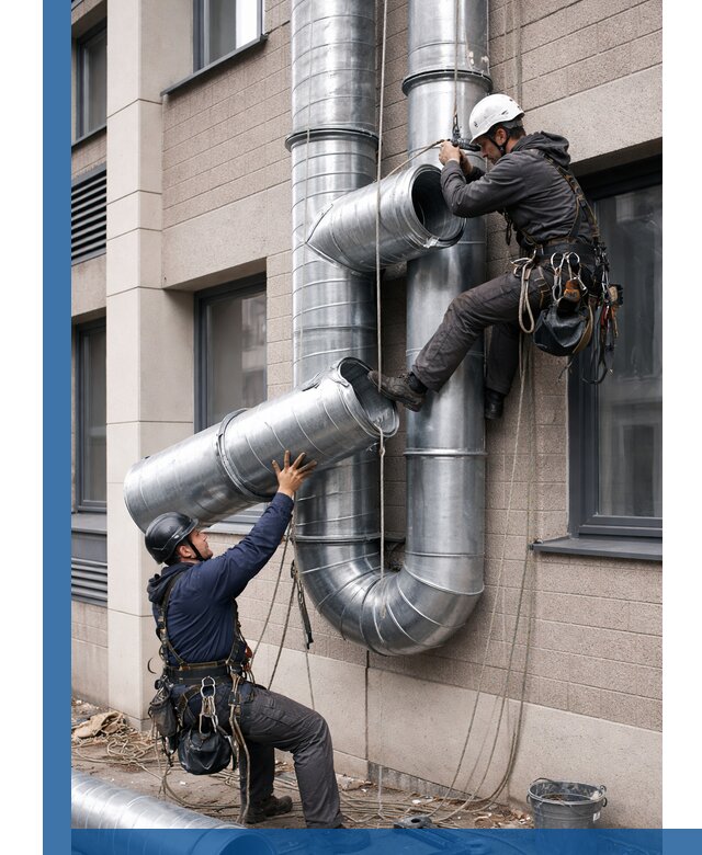 Монтаж фасадных воздуховодов в Темрюке с герметизацией и крепежом