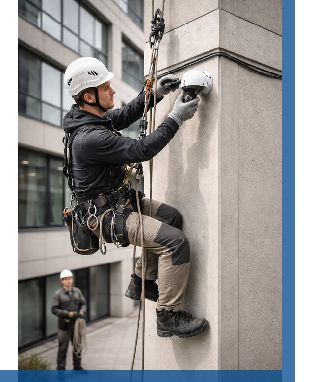 Монтаж камер видеонаблюдения на фасаде в Темрюке от 8749 р.-ВЫСОТНИК-Тмр