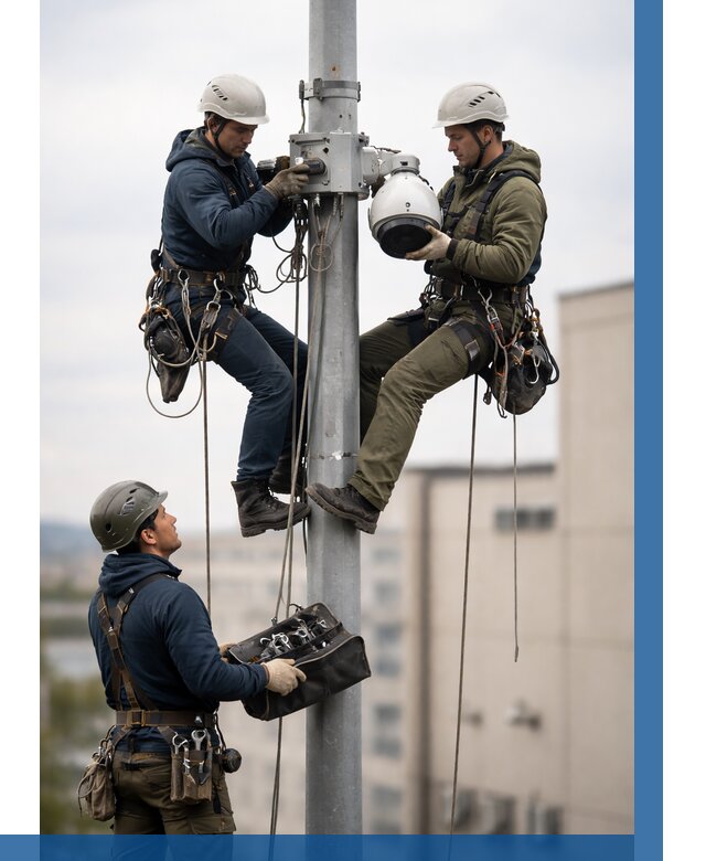 Установка видеокамер на мачте в Темрюке от 8749 р. | ВЫСОТНИК-Тмр