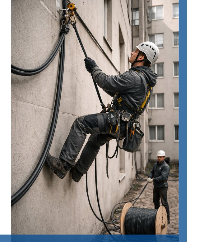 Протяжка кабеля питания на высоте в Темрюке от 463 р. | ВЫСОТНИК-Тмр