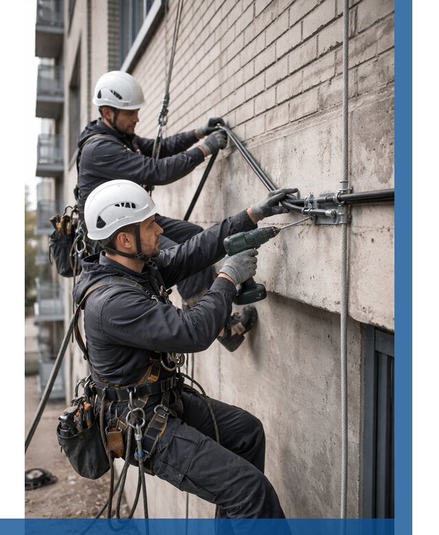 Крепление кабеля на фасаде в Темрюке от 360 р. | ВЫСОТНИК-Тмр