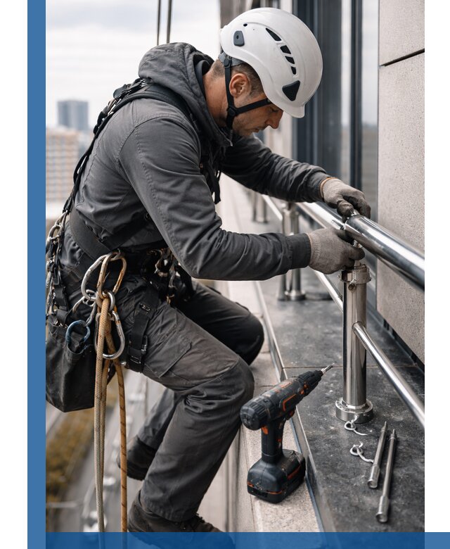 Монтаж ограждений на высоте в Темрюке для зданий и конструкций