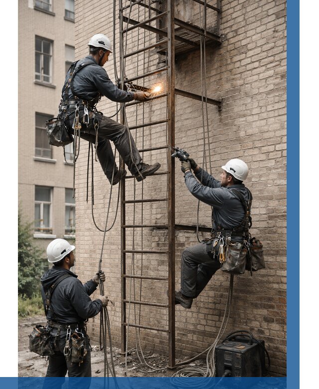 Ремонт пожарной лестницы в Темрюке от 7720 р. | ВЫСОТНИК-Тмр