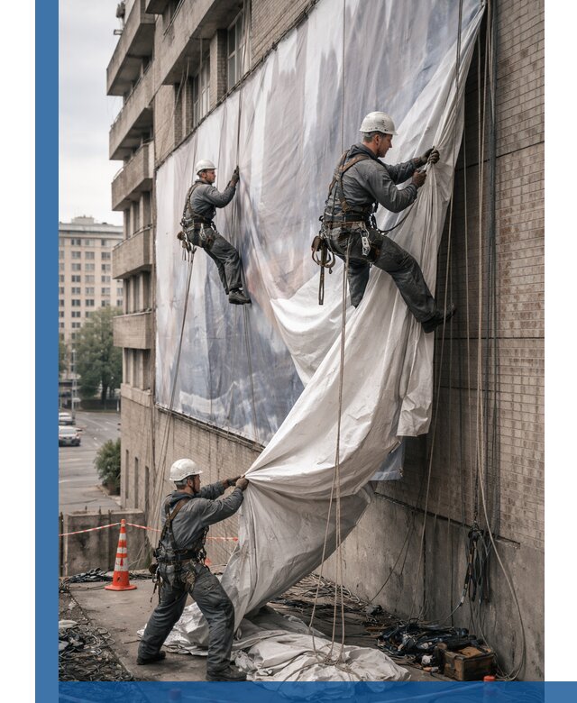 Демонтаж баннеров с фасада в Темрюке оперативно и безопасно