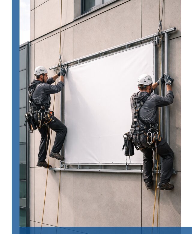 Монтаж наружной рекламной вывески в Темрюке под ключ