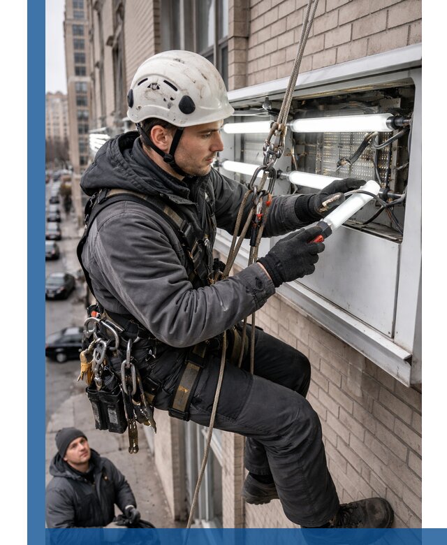 Профессиональная замена ламп в наружной вывеске в Темрюке