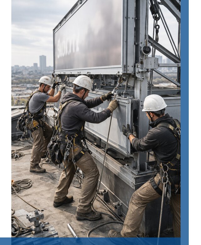 Монтаж крышной рекламной конструкции в Темрюке от 61758 р.|ВЫСОТНИК-Тмр