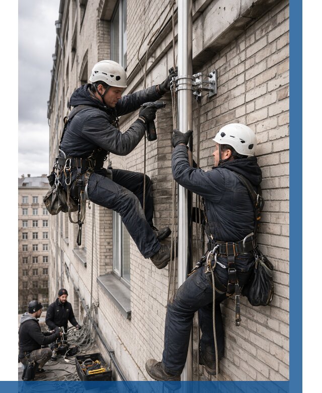 Монтаж флагштока на здании в Темрюке от 6690 р. | ВЫСОТНИК-Тмр