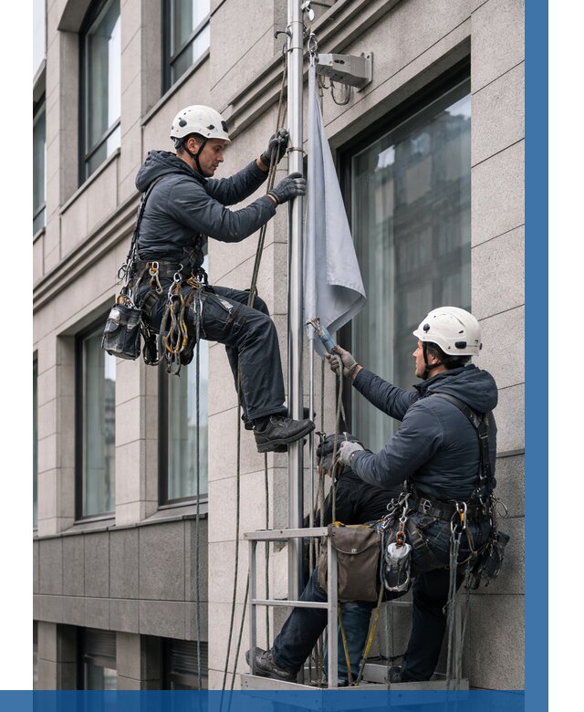 Установка флагов на фасаде в Темрюке от 4632 р. | ВЫСОТНИК-Тмр