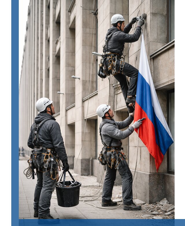 Профессиональная установка флагов на фасаде в Темрюке