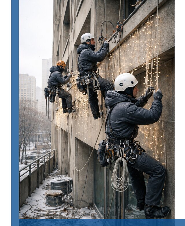 Монтаж новогодней иллюминации и украшение фасадов в Темрюке